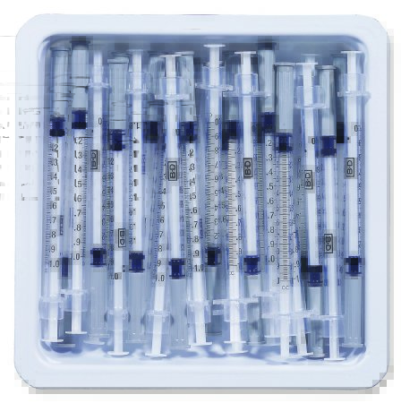 Syringe 1cc with Needle Allergy Tray Regular Bev .. .  .  